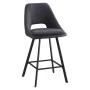 Bar stool Initiate pakoworld fabric dark grey-black metal leg 48x56x98cm