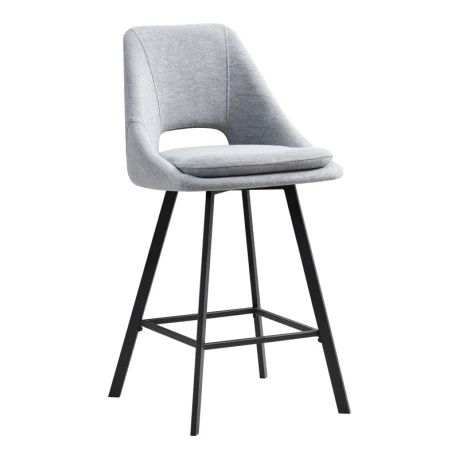 Bar stool Initiate pakoworld fabric grey-black metal leg 48x56x98cm