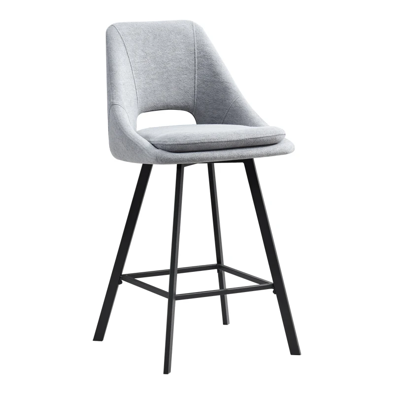 Bar stool Initiate pakoworld fabric grey-black metal leg 48x56x98cm