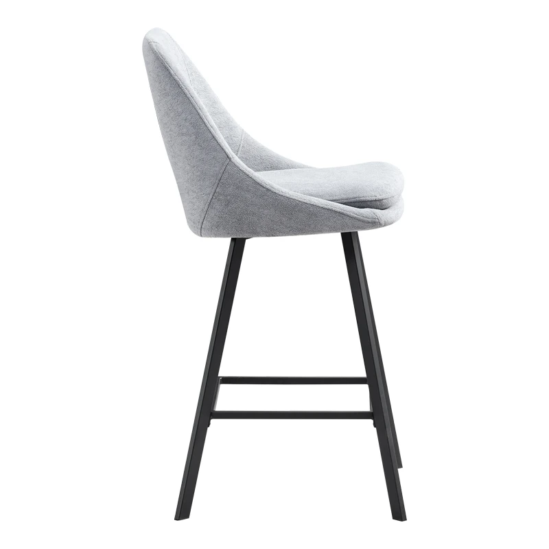 Bar stool Initiate pakoworld fabric grey-black metal leg 48x56x98cm