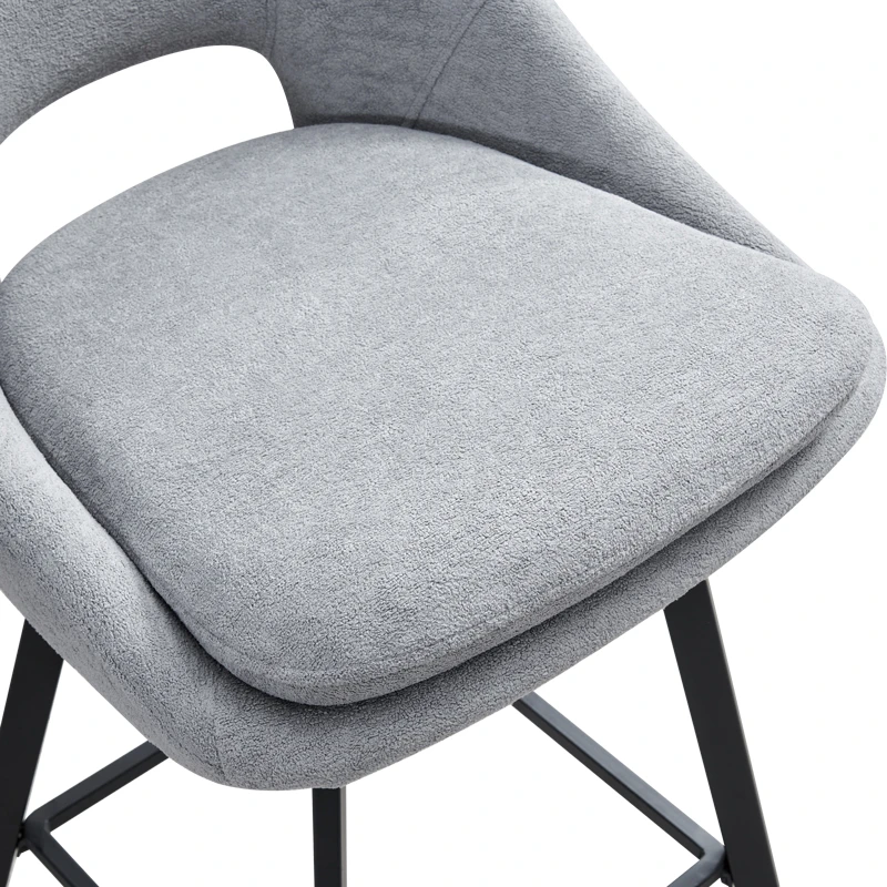 Bar stool Initiate pakoworld fabric grey-black metal leg 48x56x98cm