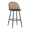 Bar stool Kace pakoworld pe rattan natural-pu dark grey-metal black 43x55x102cm