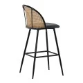 Bar stool Kace pakoworld pe rattan natural-pu dark grey-metal black 43x55x102cm