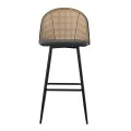 Bar stool Kace pakoworld pe rattan natural-pu dark grey-metal black 43x55x102cm