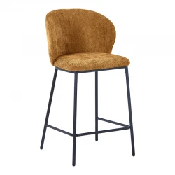 Bar stool Karg pakoworld camel  fabric-black metal leg 49x46x93cm