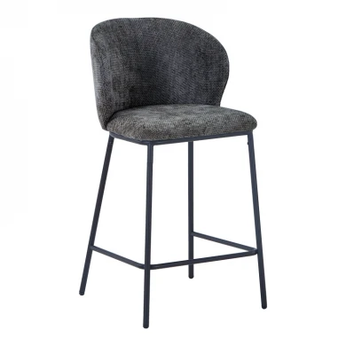 Bar stool Karg pakoworld gray fabric-black metal leg 49x46x93cm