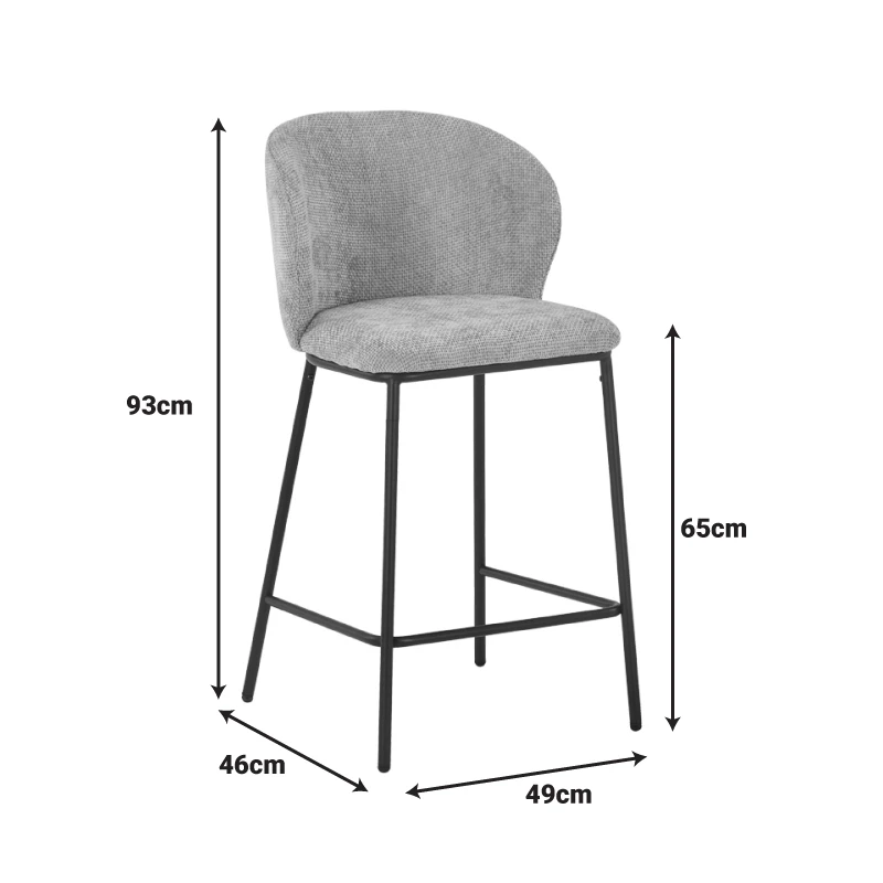 Bar stool Karg pakoworld gray fabric-black metal leg 49x46x93cm
