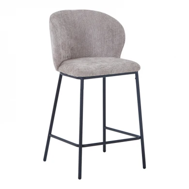 Bar stool Karg pakoworld beige fabric-black metal leg 49x46x93cm