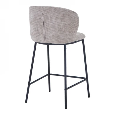 Bar stool Karg pakoworld beige fabric-black metal leg 49x46x93cm