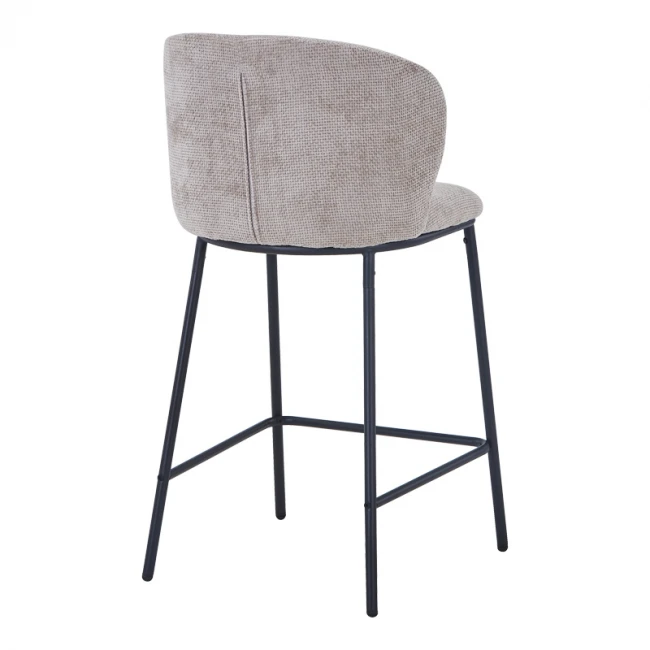 Bar stool Karg pakoworld beige fabric-black metal leg 49x46x93cm