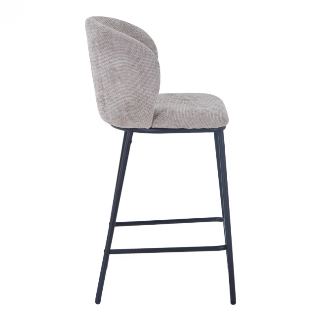 Bar stool Karg pakoworld beige fabric-black metal leg 49x46x93cm