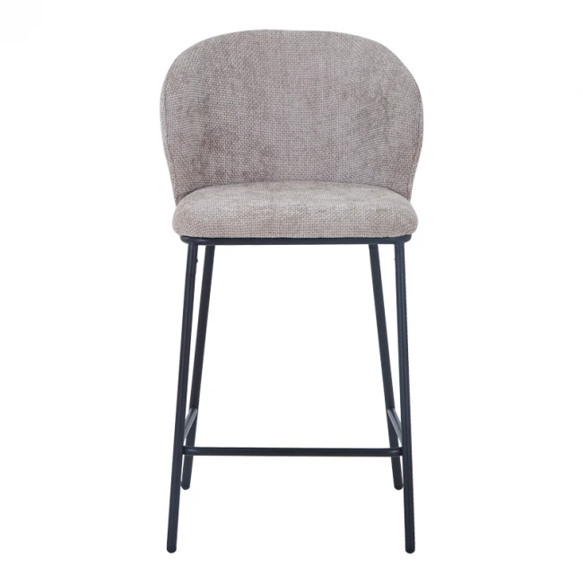 Bar stool Karg pakoworld beige fabric-black metal leg 49x46x93cm