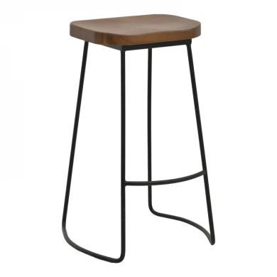 Bar stool Lamul pakoworld elm wood in walnut-black shade and metal 48x42x71cm