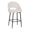 Masebo pakoworld bar stool bouclé in white color with black metallic legs 48x52x97cm