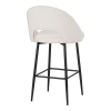 Masebo pakoworld bar stool bouclé in white color with black metallic legs 48x52x97cm