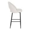 Masebo pakoworld bar stool bouclé in white color with black metallic legs 48x52x97cm