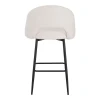 Masebo pakoworld bar stool bouclé in white color with black metallic legs 48x52x97cm