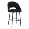 Masebo pakoworld bar stool bouclé in black color with black metallic legs 48x52x97cm