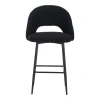 Masebo pakoworld bar stool bouclé in black color with black metallic legs 48x52x97cm