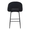 Masebo pakoworld bar stool bouclé in black color with black metallic legs 48x52x97cm