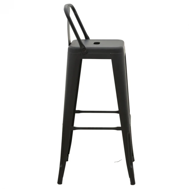 Bar stool with backrest Utopia pakoworld metal black matte 42x42x97cm