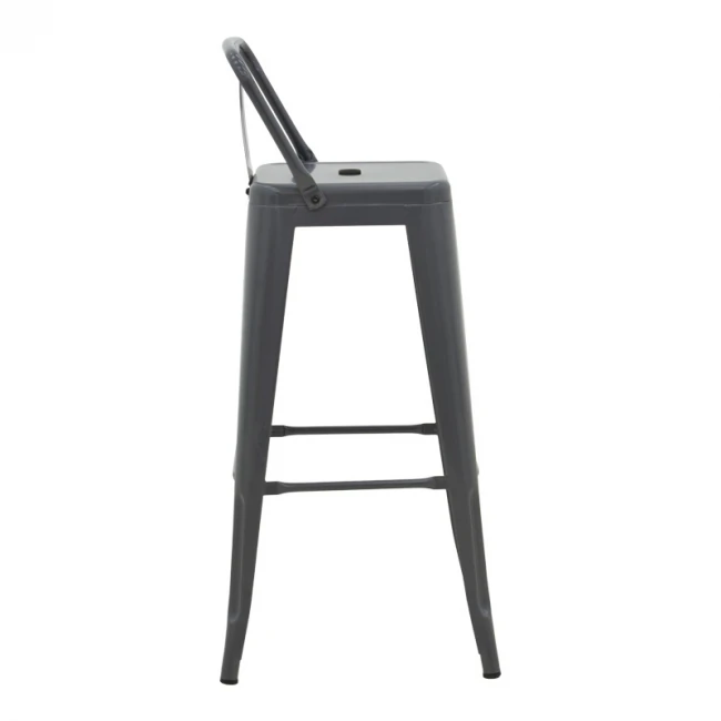 Σκαμπό μπαρ με πλάτη Utopia pakoworld μέταλλο σε ανθρακί απόχρωση 42x42x97εκ