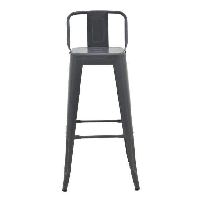 Σκαμπό μπαρ με πλάτη Utopia pakoworld μέταλλο σε ανθρακί απόχρωση 42x42x97εκ
