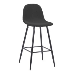 Middle height bar stool Bella pakoworld anthracite fabric with black metal leg 41.5x49x98cm Middle height bar stool Bella pakoworld anthracite fabric with black metal leg 41.5x49x98cm