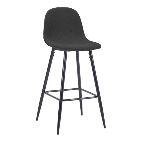 Middle height bar stool Bella pakoworld anthracite fabric with black metal leg 41.5x49x98cm