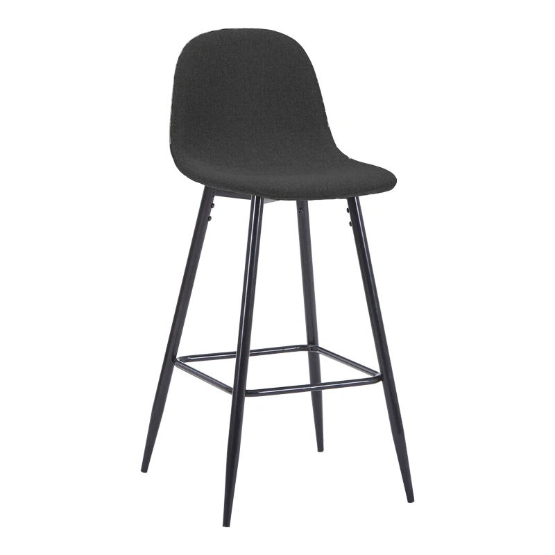 Middle height bar stool Bella pakoworld anthracite fabric with black metal leg 41.5x49x98cm