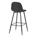 Middle height bar stool Bella pakoworld anthracite fabric with black metal leg 41.5x49x98cm