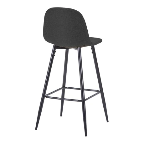 Middle height bar stool Bella pakoworld anthracite fabric with black metal leg 41.5x49x98cm