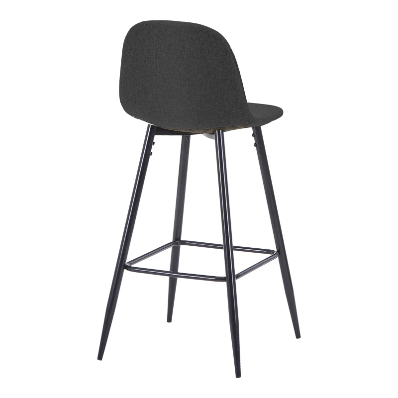 Middle height bar stool Bella pakoworld anthracite fabric with black metal leg 41.5x49x98cm
