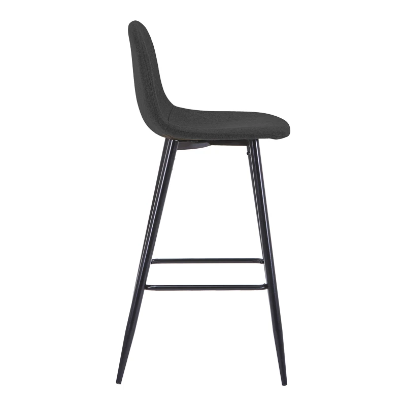Middle height bar stool Bella pakoworld anthracite fabric with black metal leg 41.5x49x98cm