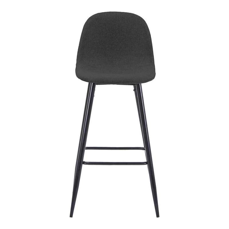Middle height bar stool Bella pakoworld anthracite fabric with black metal leg 41.5x49x98cm