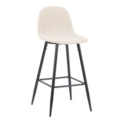 Middle height bar stool Bella pakoworld ecru fabric with black metal leg 41.5x49x98cm Middle height bar stool Bella pakoworld ecru fabric with black metal leg 41.5x49x98cm