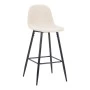 Middle height bar stool Bella pakoworld ecru fabric with black metal leg 41.5x49x98cm