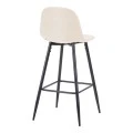 Middle height bar stool Bella pakoworld ecru fabric with black metal leg 41.5x49x98cm