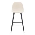 Middle height bar stool Bella pakoworld ecru fabric with black metal leg 41.5x49x98cm