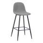 Middle height bar stool Bella pakoworld grey fabric with black metal leg 41.5x49x98cm