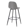 Middle height bar stool Bella pakoworld grey fabric with black metal leg 41.5x49x98cm