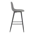 Middle height bar stool Bella pakoworld grey fabric with black metal leg 41.5x49x98cm