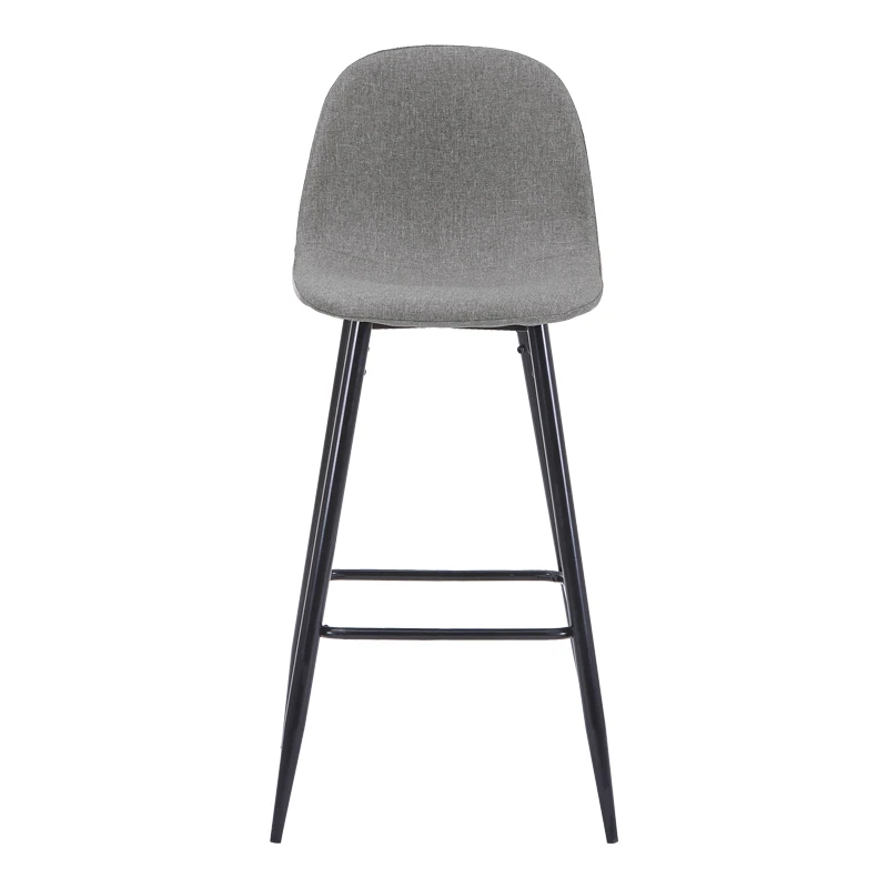 Middle height bar stool Bella pakoworld grey fabric with black metal leg 41.5x49x98cm
