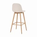 Mid-height bar stool Bella pakoworld cream fabric with natural color metal leg 41.5x49x98cm