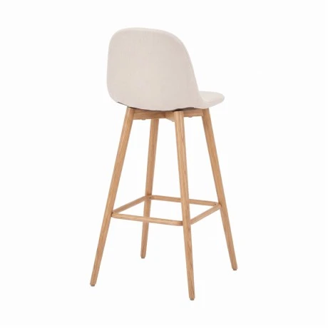 Mid-height bar stool Bella pakoworld cream fabric with natural color metal leg 41.5x49x98cm