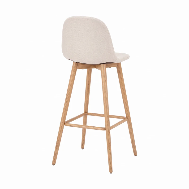 Mid-height bar stool Bella pakoworld cream fabric with natural color metal leg 41.5x49x98cm