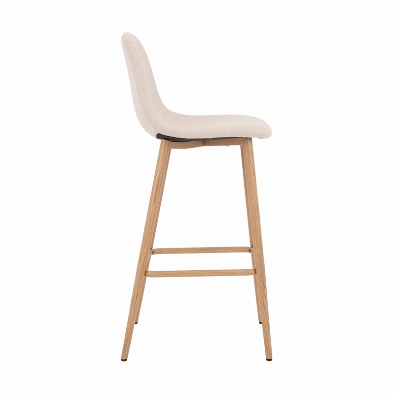 Mid-height bar stool Bella pakoworld cream fabric with natural color metal leg 41.5x49x98cm
