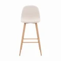 Mid-height bar stool Bella pakoworld cream fabric with natural color metal leg 41.5x49x98cm