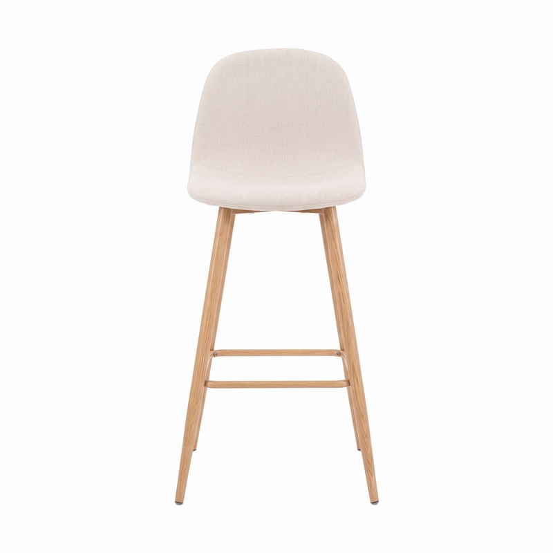 Mid-height bar stool Bella pakoworld cream fabric with natural color metal leg 41.5x49x98cm