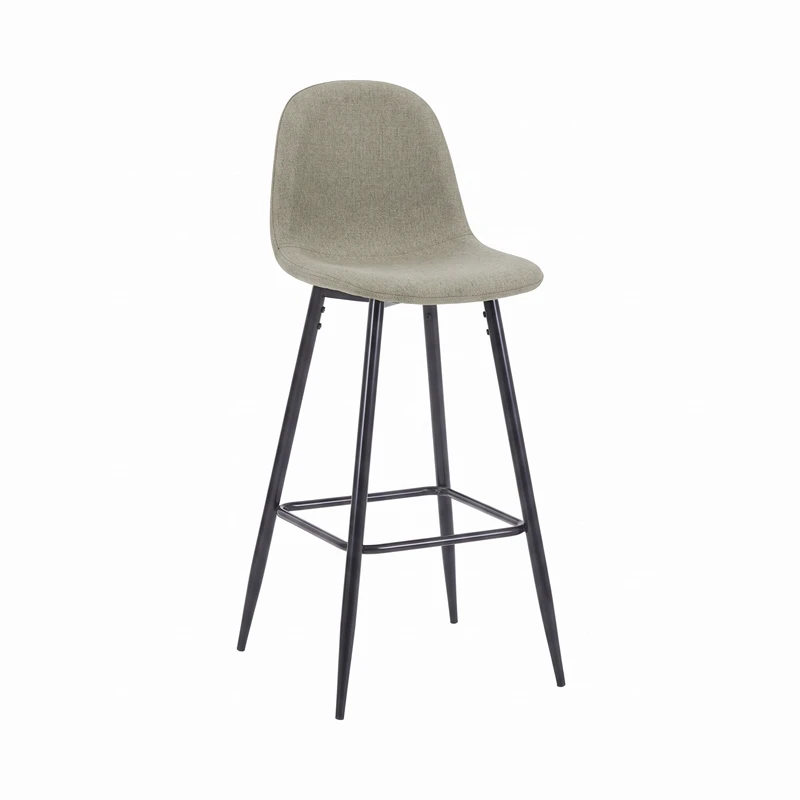 Middle height bar stool Bella pakoworld olive green fabric with black metal leg 41.5x49x98cm